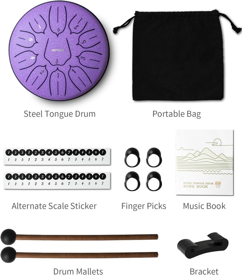 NIPINUS Rain Drum for Outside Garden, Steel Tongue Drum - 6 Inch 11 Notes Metal HandPan Drums,Waterproof Rain Chime,Musical Gifts - Image 4